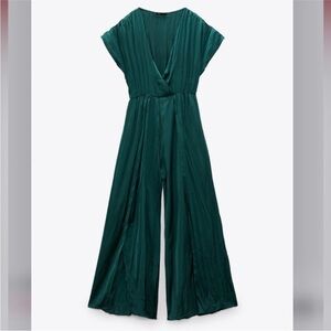 ZARA Satin Open Leg Jumpsuit